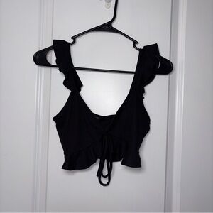 Women’s Forever 21 Black Ruffle Tie-Front Crop Top Size: M